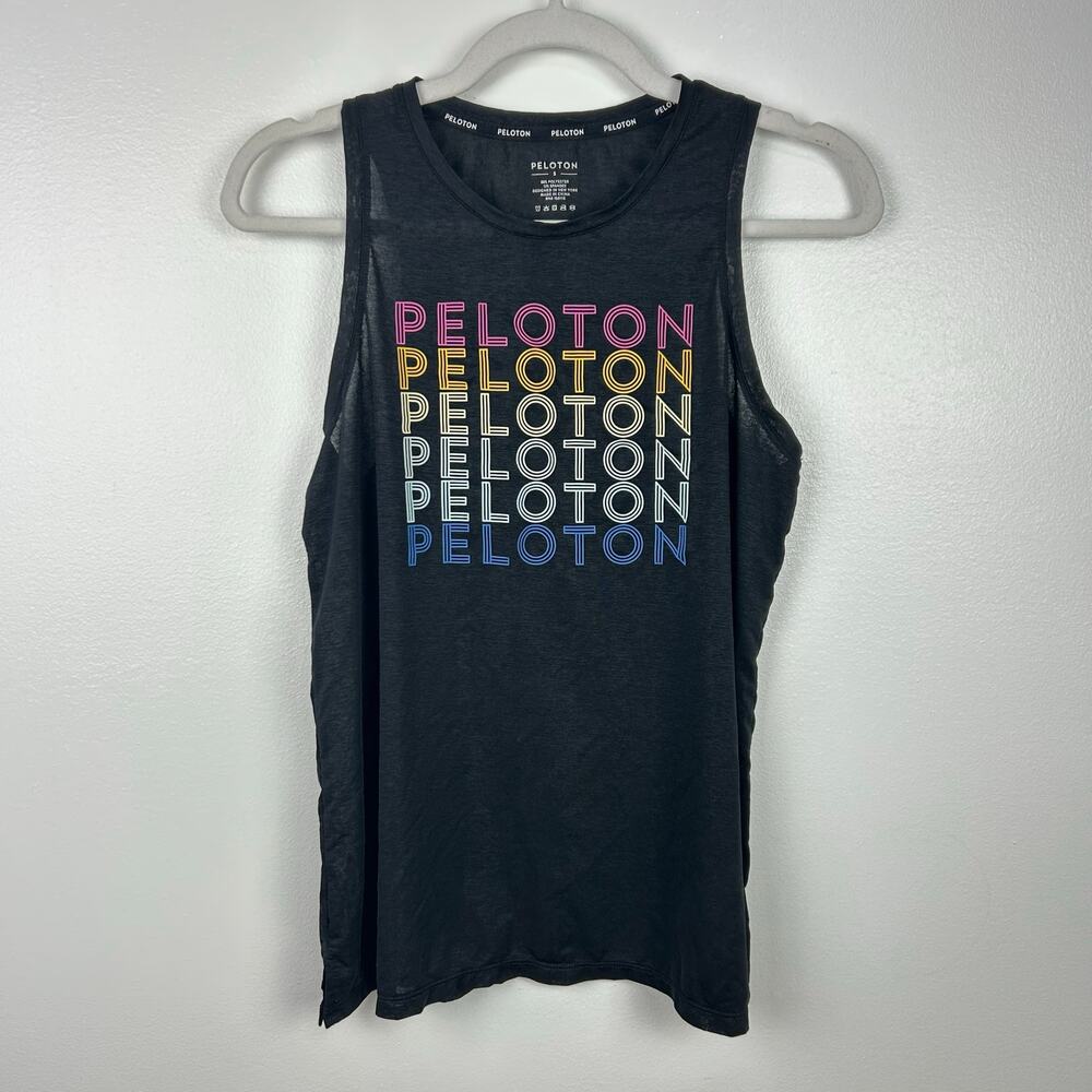 Peloton Black Rainbow Tank Top Women’s Athletic Wear Cycling Spin Size Small